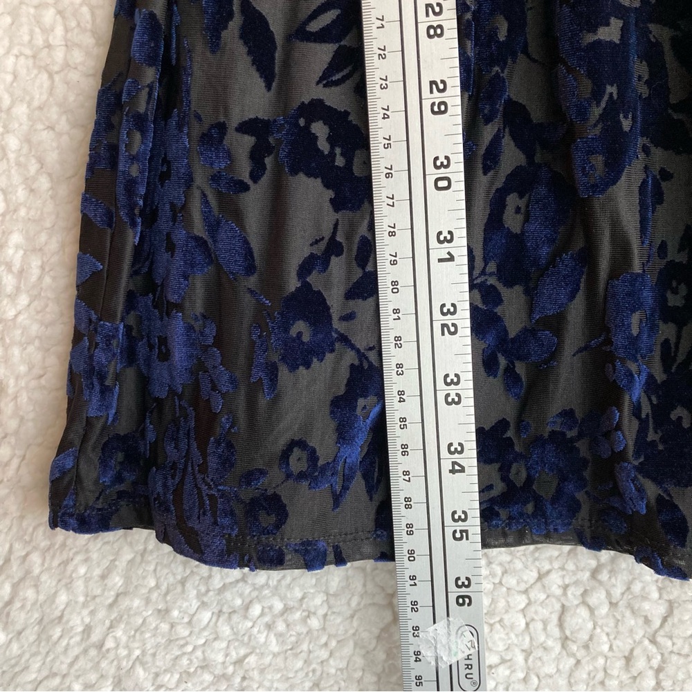 NWT gibson X Glam Women's black with blue velvet floral print dress, Sz M - Picture 11 of 17